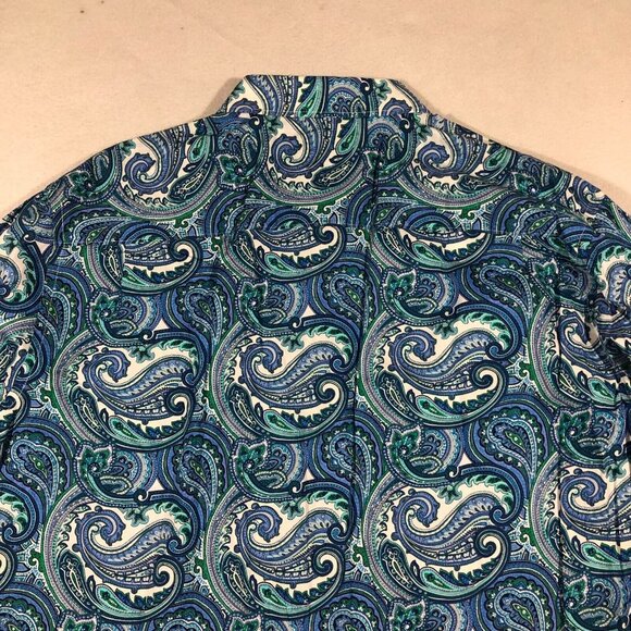Alan Flusser Shirt Mens XXL Paisley Print Button Down Shirt Casual Contrast Cuff - Picture 9 of 14